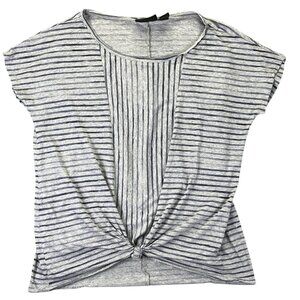 DKNY Jeans Womens Striped Knot Front Top Size M Gray & Blue